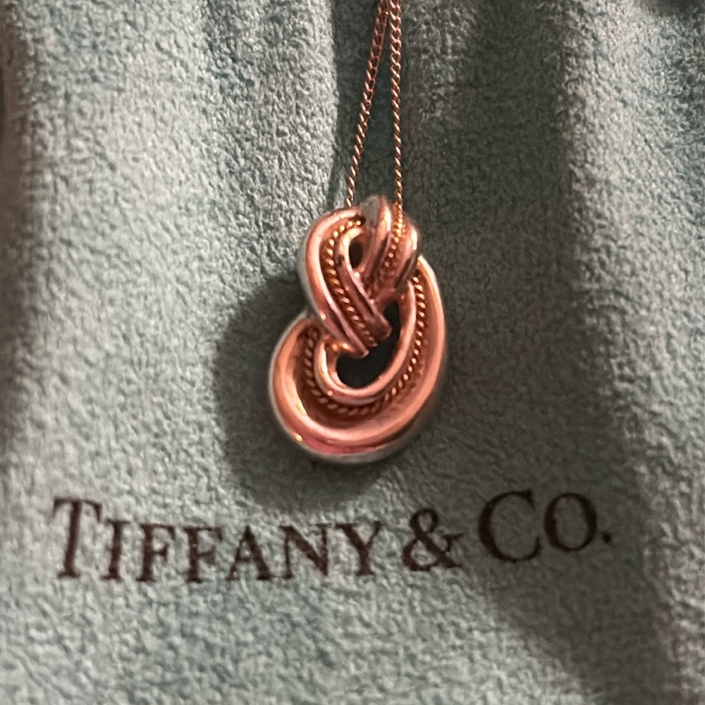 SALE 🩵Tiffany & Co🩵 Twist Love Knot .925 Sterling Silver 18k Gold 18" Necklace